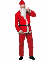 Карнавальный костюм Деда Мороза велюр красный шапка костюм и борода