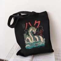 Эко сумка шоппер аниме с принтом Haku Kaiju Дракон 39х34 см (Черный)