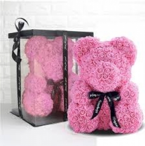 Мишка из роз Teddy Bear 23 см розовый