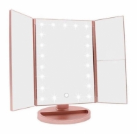 Фото Зеркало косметическое тройное с LED подсветкой (Розовый)