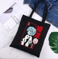 Эко сумка шоппер аниме с принтом Рей Аянами 39х34 см (Черный)