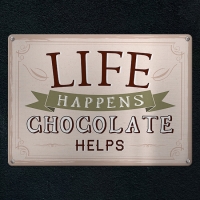 Табличка интерьерная металлическая Life happens chocolate helps