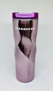 Термокружка глянцевая с блестками фигурная Starbucks 473мл (Фиолетовая)