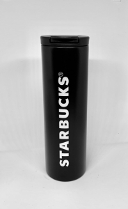 Термокружка матовая тамблер Starbucks (реплика) 473мл (Black-Silver)