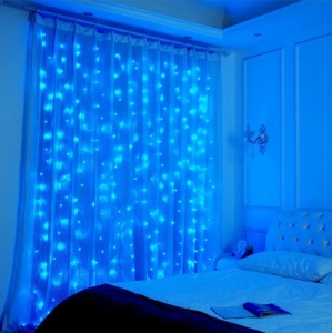 LED garland Waterfall 280 LED, transparent cord 3x2 m (Blue)