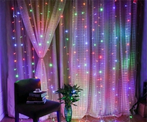 LED garland Waterfall 280 LED, transparent cord 3x1.5 m (Multicolor)