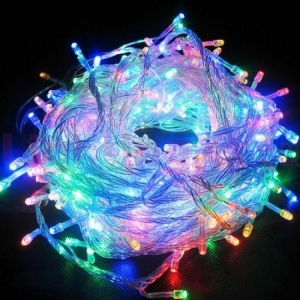 LED garland 300 LED, transparent cord, (multicolor)