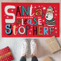Фото Дверний килимок Санта, пожалуйста, остановить здесь