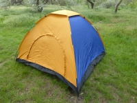Палатка 3-х местная туристическая для отдыха на природе 200х150 см (сине-желтый)