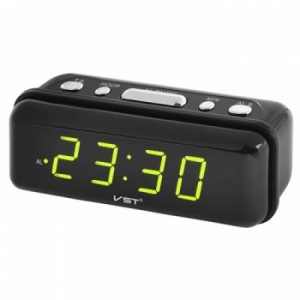Настольные часы будильник от сети 220В (зеленые цифры)