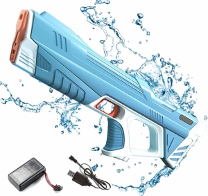 Водный автоматический пистолет бластер электрический голубой Water Gun