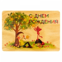 Деревяная открытка Девочка под деревом