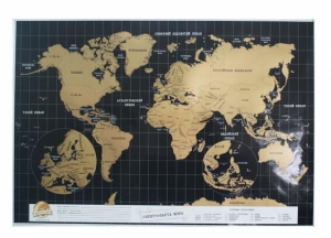 Черная скретч-карта мира в подарочном тубусе