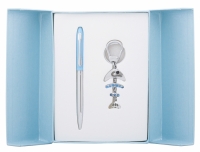 Подарочный набор ручка и брелок Клин голубой