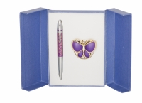 Подарочный набор ручка и держатель для сумки Лета фиолетовый