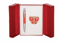 Подарочный набор ручка и держатель для сумки Лета красный
