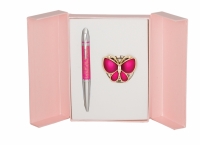 Подарочный набор ручка и держатель для сумки Лета розовый