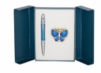 Подарочный набор ручка и держатель для сумки Лета синий