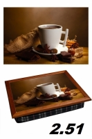 Фото Поднос с подушкой шоколадный кофе
