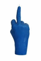 Свеча синяя в виде руки Средний палец