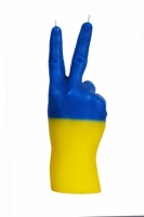 Свеча в виде руки победа флаг Украины
