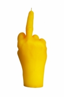 Свеча желтая в виде руки Средний палец