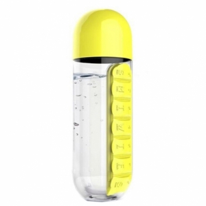Фото Бутылка для воды с таблетницей Pill Vitamin Water Bottle Yellow