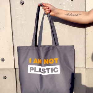 Эко сумка I am not plastic (Серая)