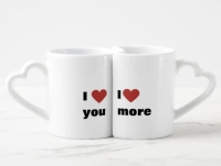 Парные чашки для влюбленных в виде сердца I Love You/I Love More