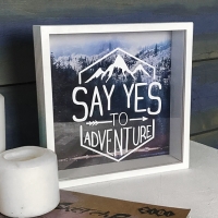 Фото Деревянная копилка для денег Say yes to adventure