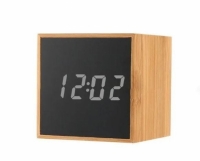 Часы будильник куб дерево Bamboo Led Clock (Белый)