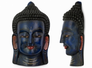 Этническая маска Будда 55 см синяя