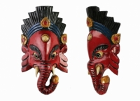Этническая маска Ганеша 25 см красная