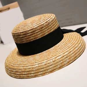 Соломенная шляпа с широкими полями и лентой (Черный)