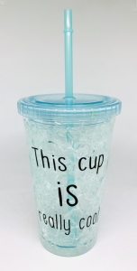 Стакан охлаждающий с жидкостью и трубочкой синий cool cup