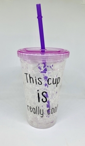 Стакан охлаждающий с жидкостью и трубочкой фиолетовая cool cup