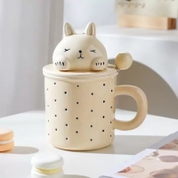 Кружка керамическая с крышкой и ложкой Bunny 400 мл 