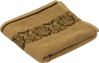 Махровое жаккардовое гладкокрашенное полотенце бежевое 50х90 см