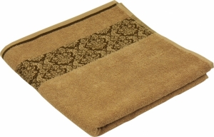 Махровое жаккардовое гладкокрашенное полотенце бежевое70х140 см