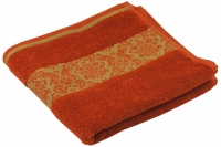 Махровое жаккардовое гладкокрашенное полотенце терракотовые 50х90 см