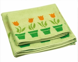 Махровое жаккардовое полотенце салатовое 70х140 см