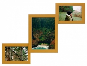 Деревянная мультирамка Лесенка Комбо золото на 3 фото