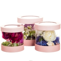 Набор коробок для цветов Цилиндр Pink (3 шт.)