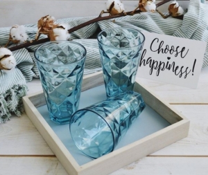 Набор стеклянных стаканов Merry голубой