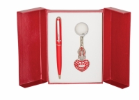 Подарочный набор ручка и брелок Дамали красный