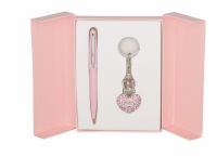 Подарочный набор ручка и брелок Дамали розовый