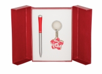 Подарочный набор ручка и брелок Сапфо красный