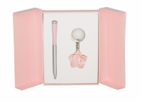 Подарочный набор ручка и брелок Сапфо розовый