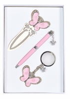 Подарочный набор ручка, брелок и закладка Кассандра розовый