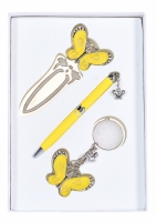 Подарочный набор ручка, брелок и закладка Кассандра желтый